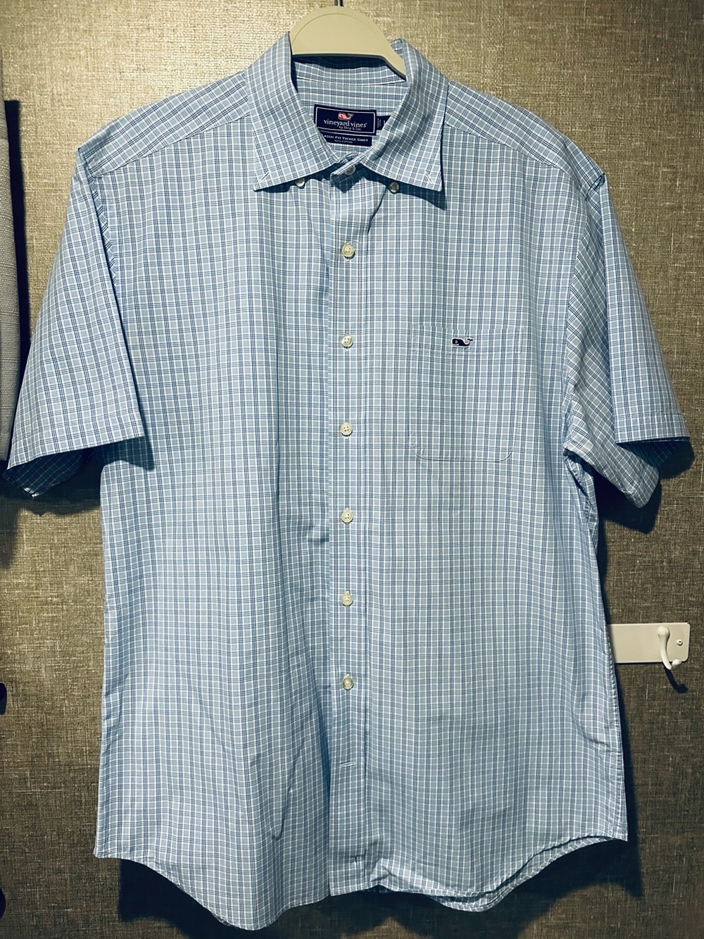 Vineyard Vines Men’s Light Blue Plaid Short-Sleeve Button-Down Shirt